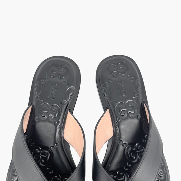 Gucci GG Black Interlocking Logo Flat Thong Sandal Flip Flop Size 37 US 7 Women - Picture 6 of 15